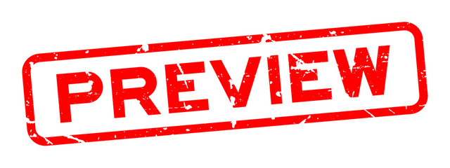 Grunge red preview word square rubber seal satmp on white background