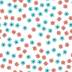 seamless pattern of colored flowers on a white background.