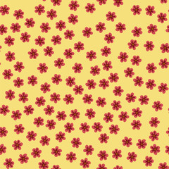 abstract seamless pattern of flowers on a yellow background. For prints, cards, invitations, birthday, holidays, party, celebration, wedding, Valentine's day.