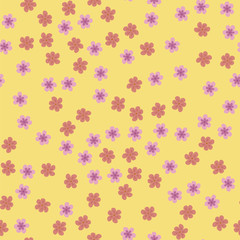 abstract seamless pattern of flowers on a yellow background. For prints, cards, invitations, birthday, holidays, party, celebration, wedding, Valentine's day.