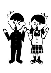学生　全身　驚く