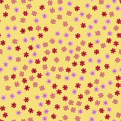 abstract seamless pattern of flowers on a yellow background. For prints, cards, invitations, birthday, holidays, party, celebration, wedding, Valentine's day.