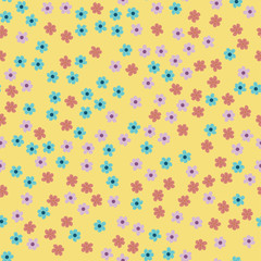 Fototapeta na wymiar abstract seamless pattern of flowers on a yellow background. For prints, cards, invitations, birthday, holidays, party, celebration, wedding, Valentine's day.