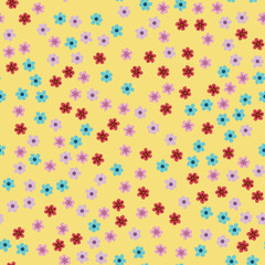 abstract seamless pattern of flowers on a yellow background. For prints, cards, invitations, birthday, holidays, party, celebration, wedding, Valentine's day.