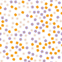 small colored flowers on a white background. For prints, postcards, greeting cards, wedding invitations, birthday, Valentine's day