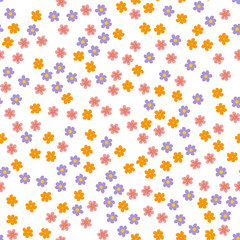 small colored flowers on a white background. For prints, postcards, greeting cards, wedding invitations, birthday, Valentine's day