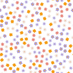 small colored flowers on a white background. For prints, postcards, greeting cards, wedding invitations, birthday, Valentine's day