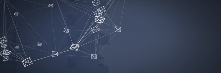email message app icons connected and dark background