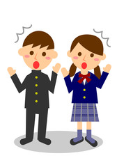 学生　全身　驚く