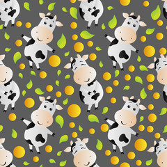 pattern with cartoon cute toy cow
