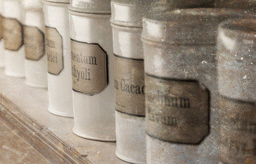 Naklejka premium Bottles filled with chemicals