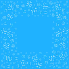 abstract floral frame on a blue background. For prints, greeting cards, invitations, wedding, birthday, party, Valentine's day.