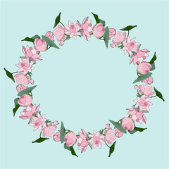 Fototapeta na wymiar wreath of pink lotus flower
