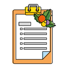 cheklist clipboard with christmas leafs