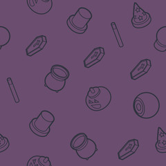 Happy Halloween outline isometric pattern