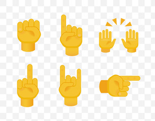 Set of Hands on Transparent Background. Isolated Vector Illustration 