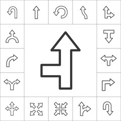 Linear Arrow icons set. Universal Arrow icon to use in web and mobile UI, Arrow basic UI elements set