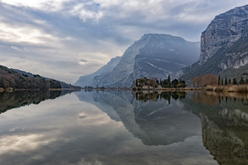 toblino castle view on winter day