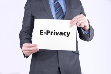 Obraz premium Manager mit Schild E-Privacy