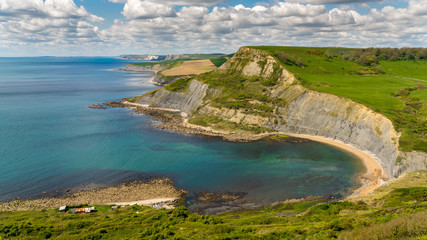 View from the South West Coast Path over Chapman's Pool, near Worth Matravers, Jurassic Coast, Dorset, UK
