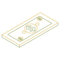 money isometric banknote dollar cash vector illustration outline color