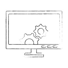 monitor computer with gears