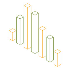 bars statistics isometric financial graph vector illustration outline color