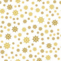 Golden snow-flakes. Pattern for wrapping paper or fabric. Beautiful seamless background for Merry Christmas or New year. Modern flat design.