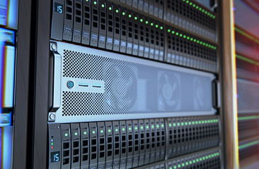 Server room or server computers.3d rendering.	