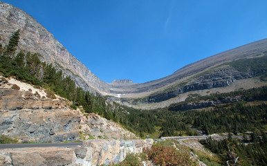 Fototapeta na wymiar MOUNT SIYEH ABOVE SIYEH BEND AND CANYON IN GLACIER NATIONAL PARK IN MONTANA UNITED STATES