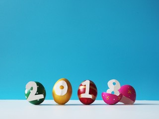 creative colorful egg in happy new year concept,2018