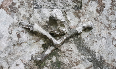 Skull and bones from the wall. Textures