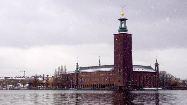 The City Hall of Stockholm on a snowy winter´s day