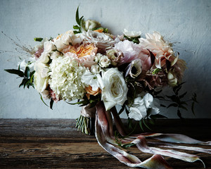flower bouquet with ribbon