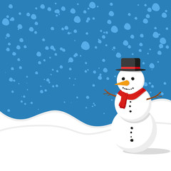 Christmas background. Snowman in snow. Winter. Vector illustration