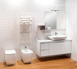 Naklejka na ściany i meble Plain monochromatic white bathroom
