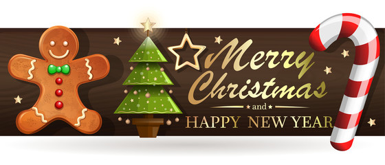 Christmas banner design. Merry Christmas and Happy New Year. Vector illustration