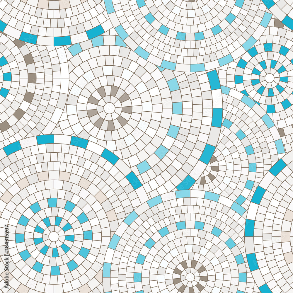 Poster abstract seamless pattern of geometric shapes. circular mosaic.