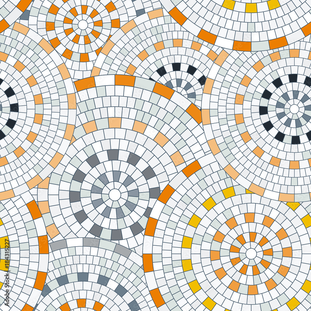 Poster abstract seamless pattern of geometric shapes. circular mosaic.