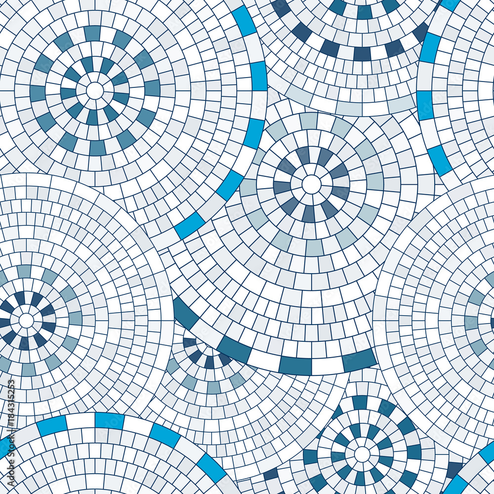 Poster abstract seamless pattern of geometric shapes. circular mosaic.