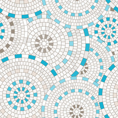 Abstract seamless pattern of geometric shapes. Circular mosaic.