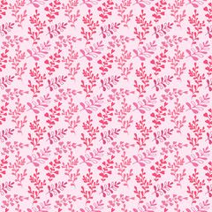 Floral seamless pattern. Cute vector background inn pink color. Textile print or packaging design