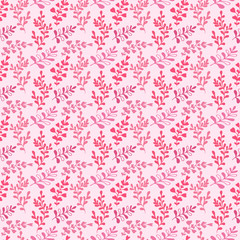 Floral seamless pattern. Cute vector background inn pink color. Textile print or packaging design