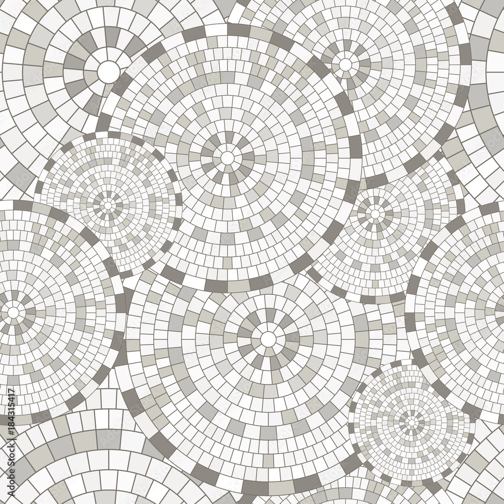 Poster abstract seamless pattern of geometric shapes. circular mosaic.