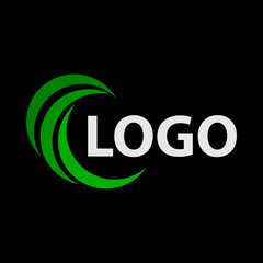 Modern and simple vector illustration of a logo. Abstract flat image with half circles on a black background