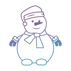 snowman with christmas hat kawaii character