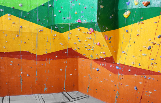 Interior of modern climbing gym