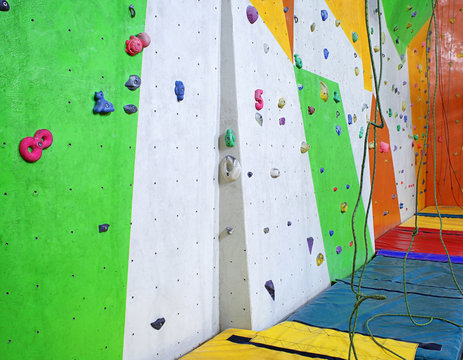 Interior of modern climbing gym