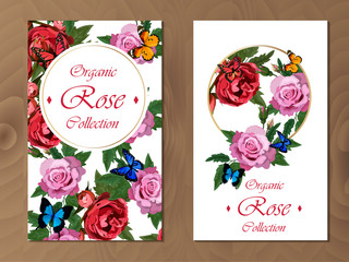 rose card on wooden background