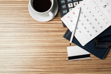 work space. calendar